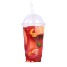 12oz 16oz transparent clear disposable plastic PET PLA PP cup with dome and flat lid